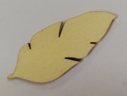 Dřevěný výřez peříčko 5,5x2,5cm