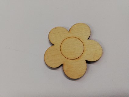Dřevěný výřez kytka kulatá 3,5 cm