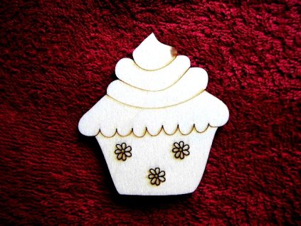 Dřevěný výřez Cupcake kytičky 8 cm
