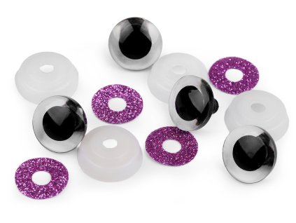 Oči glitrové s pojistkou Ø20 mm - fialové - sada 2ks