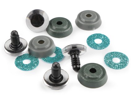 Oči glitrové s pojistkou Ø20 mm - tyrkys - sada 2ks