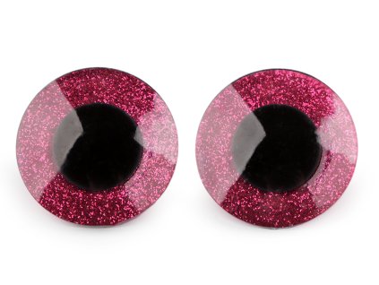 Oči glitrové s pojistkou Ø40 mm - pink - sada 2ks