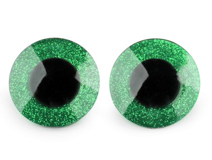 Oči glitrové s pojistkou Ø40 mm - zelené - sada 2ks