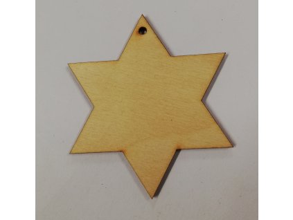 Dřevěný výřez vánoční ozdoba hvězda 7,5cm