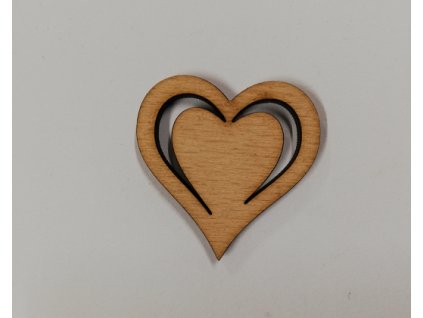 Dřevěný výřez srdce v srdci 4 cm