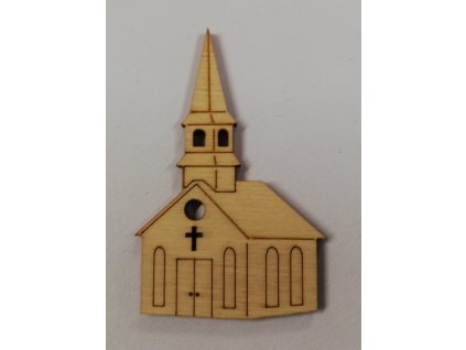 Dřevěný výřez kostelík 6x3,5cm