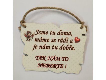 Cedulka s nápisem - 20 x 15 cm - Jsme tu doma