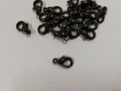 Kovový komponent - karabinka bižuterní - černá - 10 mm - 1 ks