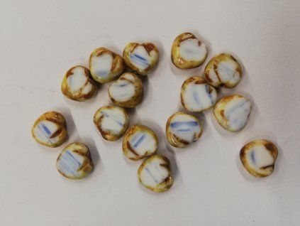 Ploškované korálky alabastr srdce 10x4mm - 15ks