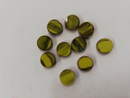 Skleněné korálky kulaté ploché odstíny zelené 10mm - 10ks