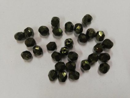 Korálky broušené - ohňovky 6mm - černohnědá s duhovým efektem - 30ks