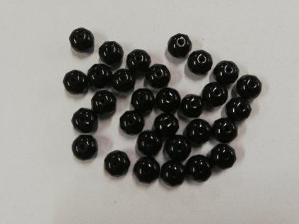 Korálky broušené - ohňovky 6mm ploché - černá - 30ks