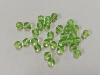 Skleněné korálky - kulička 6mm - světle zelená - 30ks