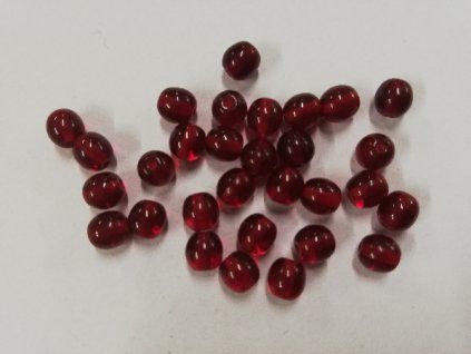 Skleněné korálky - kulička 6mm - rubínová - 30ks