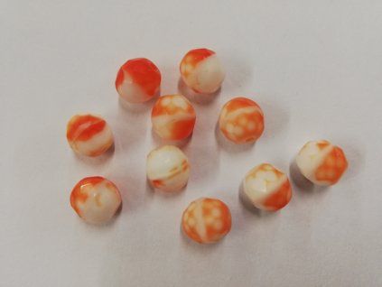 Korálky broušené - ohňovky 10mm - oranžová/bílá - 10ks