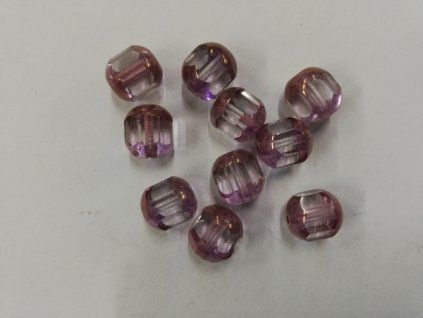 Korálky broušené - ohňovky 10mm - bílá s bronzovým - 10ks