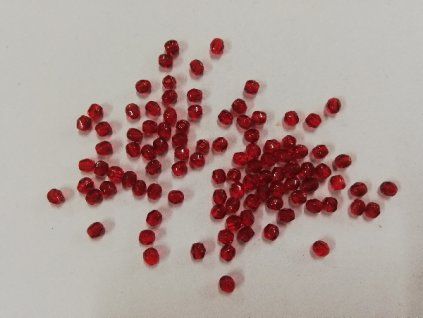 Korálky broušené - ohňovky 3mm - červená  - 100ks