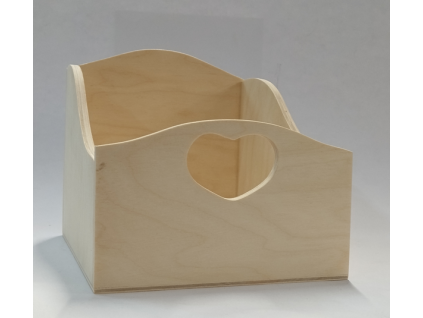 Dřevěný box šuplík s otvory srdce - 15 x 17 cm