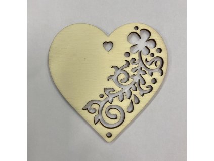 Dřevěný výřez z překližky vhodné pro další tvoření srdce ornament 9,5 cm