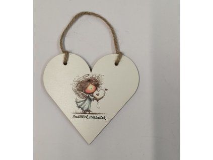 Cedulka srdíčko - 14,3 x 15 cm - Andělka - Andělíček strážníček