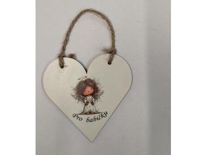 Cedulka srdíčko - 14,3 x 15 cm - Andělka - Pro babičku č. 2