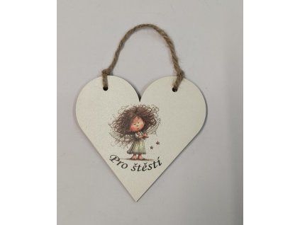 Cedulka srdíčko - 14,3 x 15 cm - Andělka - Pro štěstí