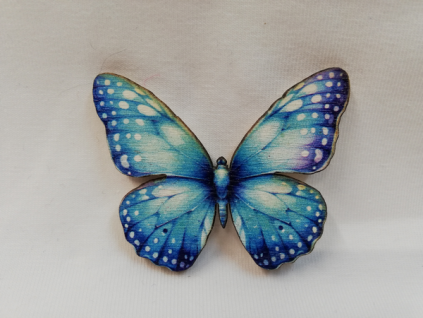 Magnetka dřevěná - Motýlek malý 5x4 cm - světle modrý