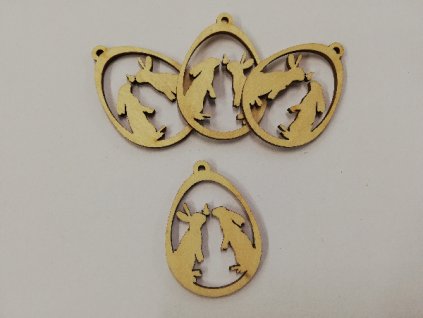 Dřevěný výřez velikonoční vajíčko k zavěšení 6x4,5cm č.32