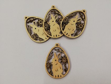 Dřevěný výřez velikonoční vajíčko k zavěšení 6x4,5cm č.16