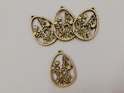 Dřevěný výřez velikonoční vajíčko k zavěšení 6x4,5cm č.31