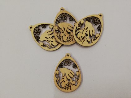 Dřevěný výřez velikonoční vajíčko k zavěšení 6x4,5cm č.34