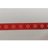 Rypsová stuha 15 mm Bílé kytky na červené