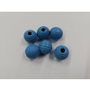Dřevěné korálky žebrované 13 mm modré