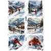 Rýžový a soft papír na decoupage - Hory lyžař - KB3132