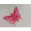 Závěsná dekorace na klip motýl 5cm růžový s kamínky