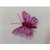 Závěsná dekorace na klip motýl 5cm fialový se třpytky, tečkovaný