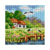 Tištěná předloha pro výšivku 15 x 15 cm Dům na jaře