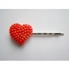 Fimo sponka do vlasů srdce červená