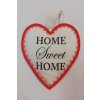 Látkové srdíčko bílé s červeným okrajem Home Sweet Home