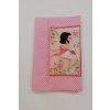 Obal na knihu nebo diář 15,5 x 21,5 cm holčička s růžovou mašlí na růžové
