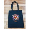 Nákupní taška bavlněná 42 x 38 cm petrolejová crazy pták