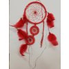 Lapač snů červený s peřím 30cm