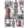 Rýžový papír A4 pro tvoření London, telefon, Big Ben symboly R841