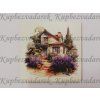 Obrázek na destičce - Levandule s domkem1 - 10 x 10 cm
