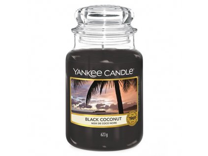 Svíčka ve skleněné dóze Yankee Candle Černý kokos, 623 g