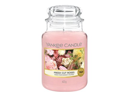 Svíčka ve skleněné dóze Yankee Candle Čerstvě nařezané růže, 623 g