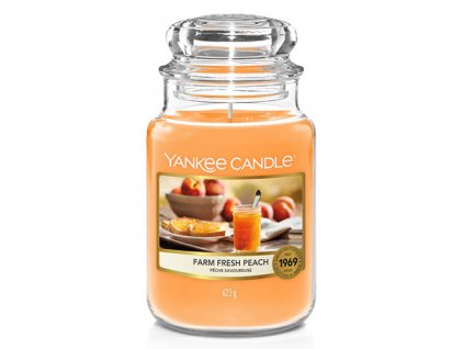 Svíčka ve skleněné dóze Yankee Candle Čerstvá farmářská broskev, 623 g