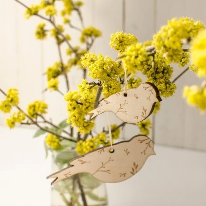 Dřevění ptáčci bříza - 2 ks