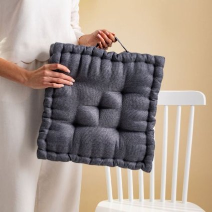 Polštář na židli Paria grafitový prošívaný 40x40