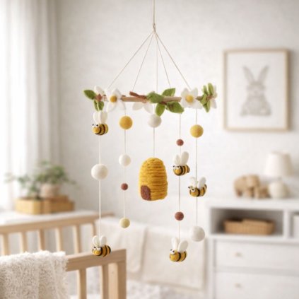 Závěsný plstěný kolotoč Včelka mood